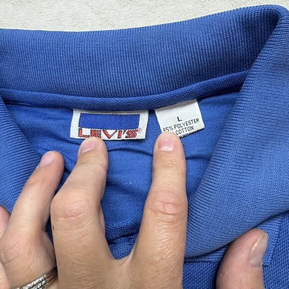 Vintage Levis Polo Shirt Adult Large Blue Collared Dress Shirt 1980s USA Jeans - Picture 3 of 13